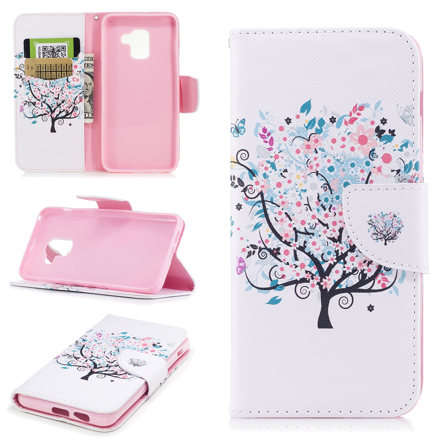 Pattern Printing Wallet Leather Phone Casing for Samsung Galaxy A8 (2018)