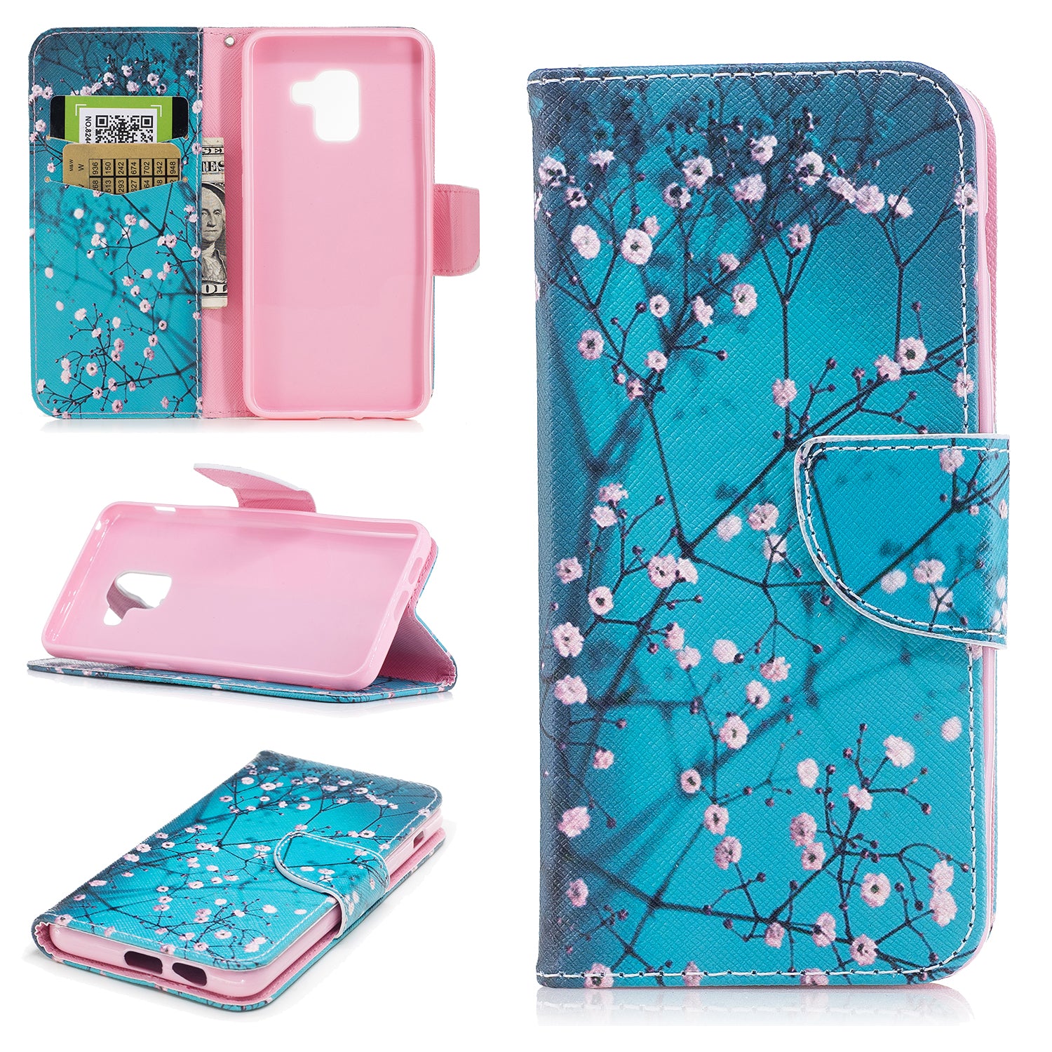 Pattern Printing Wallet Leather Phone Casing for Samsung Galaxy A8 (2018)