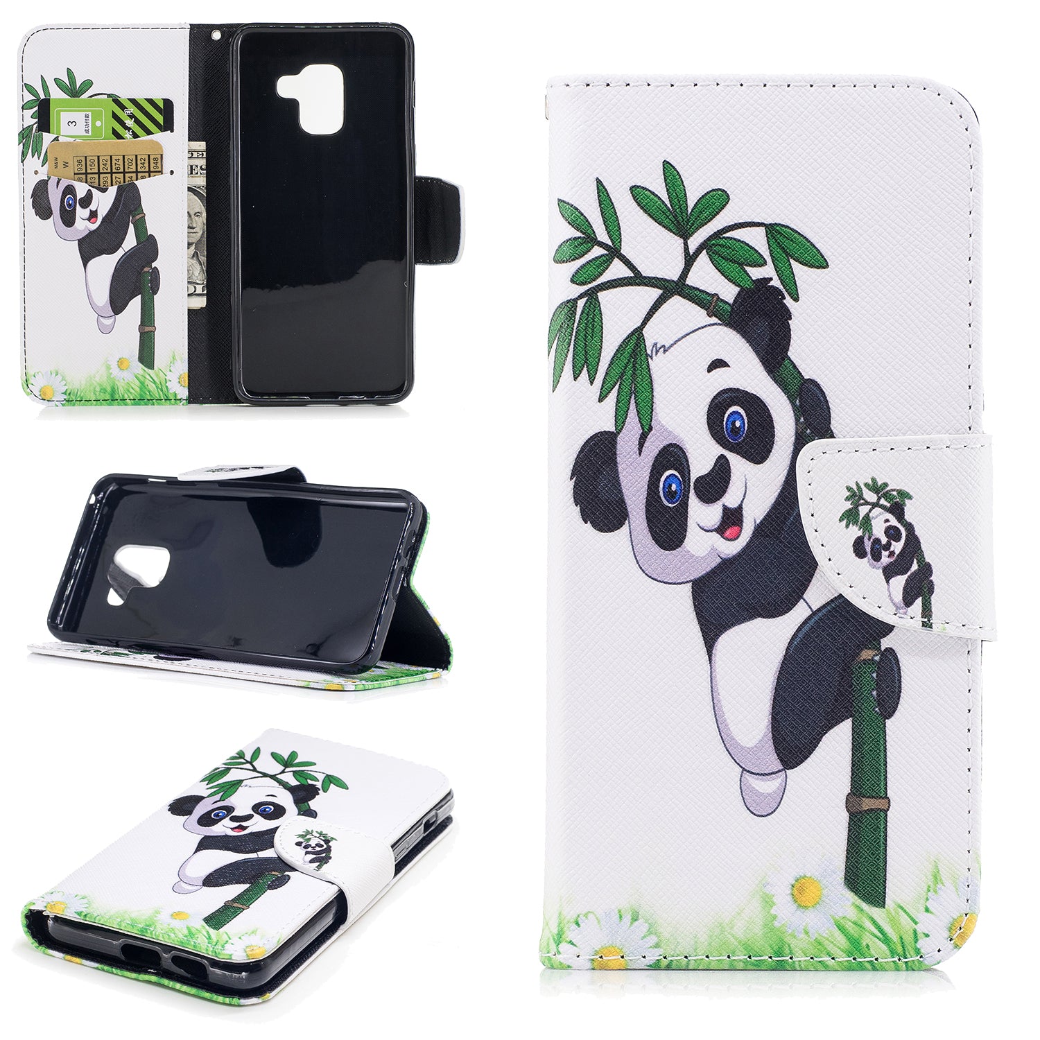 Patterned PU Leather Wallet Stand Phone Case for Samsung Galaxy A8 (2018)