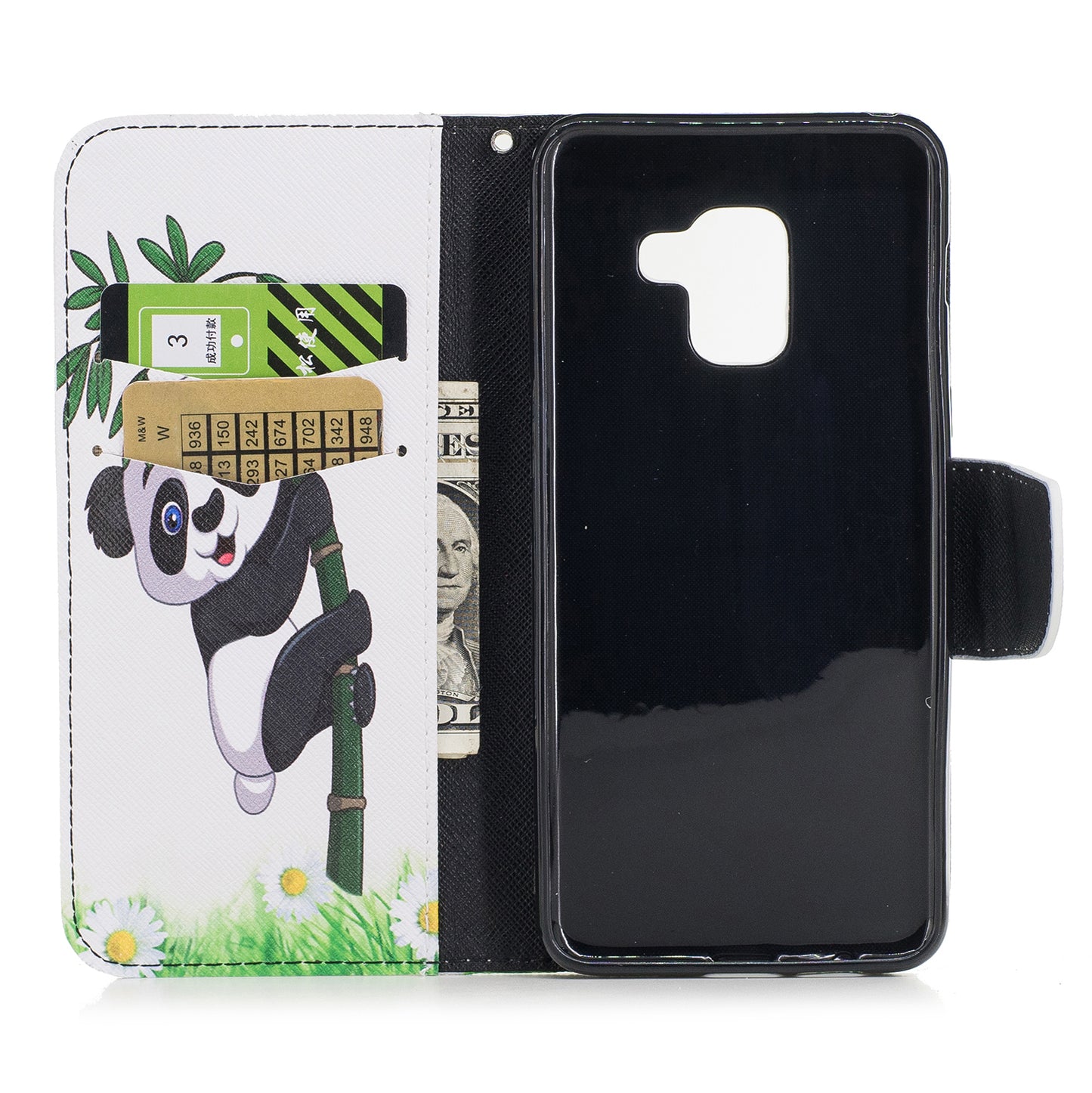 Patterned PU Leather Wallet Stand Phone Case for Samsung Galaxy A8 (2018)