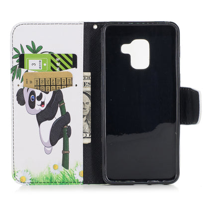 Patterned PU Leather Wallet Stand Phone Case for Samsung Galaxy A8 (2018)