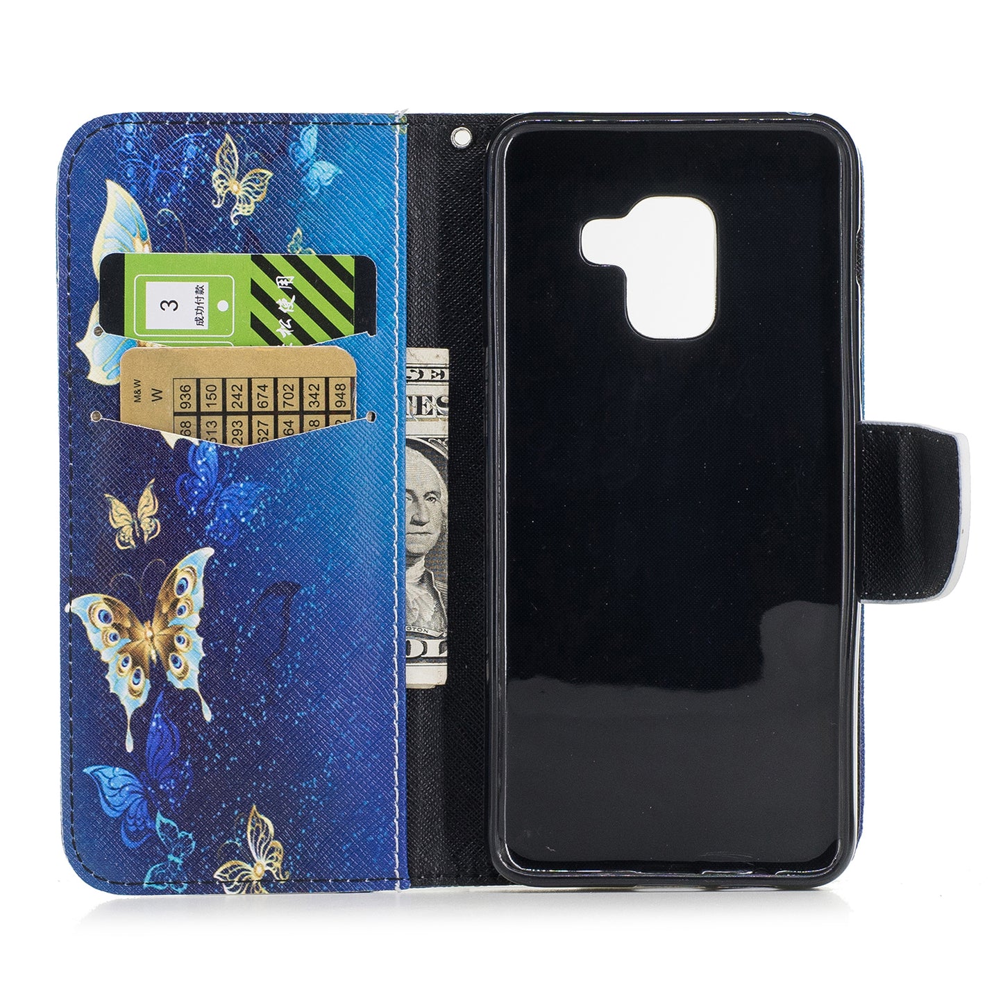 Patterned PU Leather Wallet Stand Phone Case for Samsung Galaxy A8 (2018)