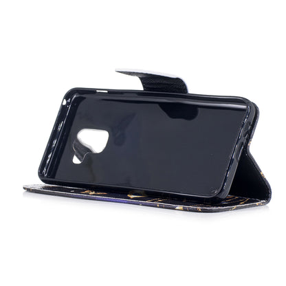 Patterned PU Leather Wallet Stand Phone Case for Samsung Galaxy A8 (2018)