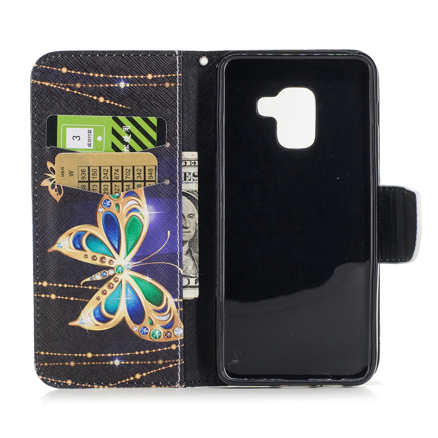 Patterned PU Leather Wallet Stand Phone Case for Samsung Galaxy A8 (2018)