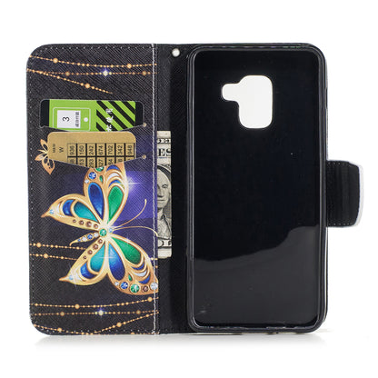 Patterned PU Leather Wallet Stand Phone Case for Samsung Galaxy A8 (2018)