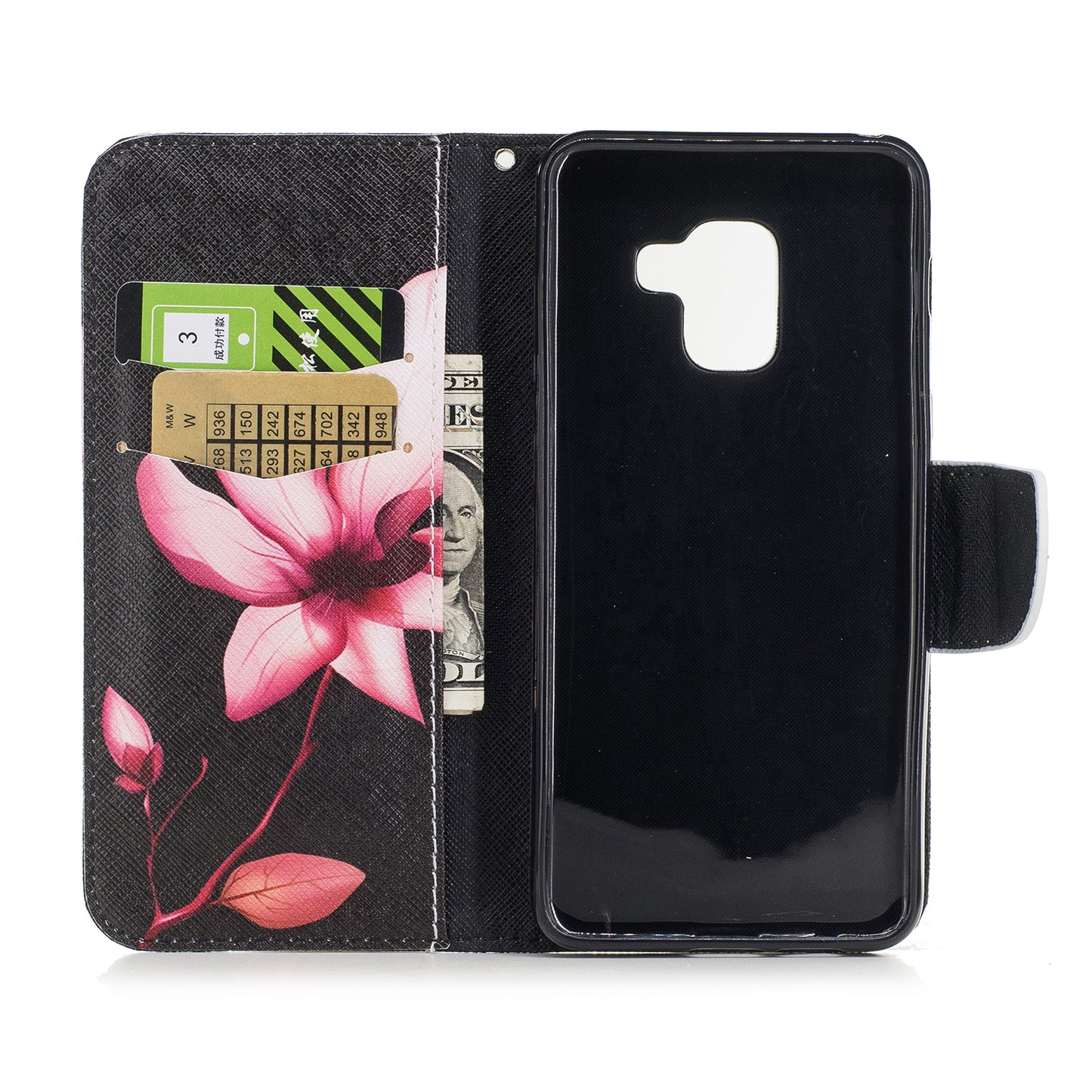 Patterned PU Leather Wallet Stand Phone Case for Samsung Galaxy A8 (2018)