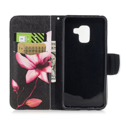 Patterned PU Leather Wallet Stand Phone Case for Samsung Galaxy A8 (2018)