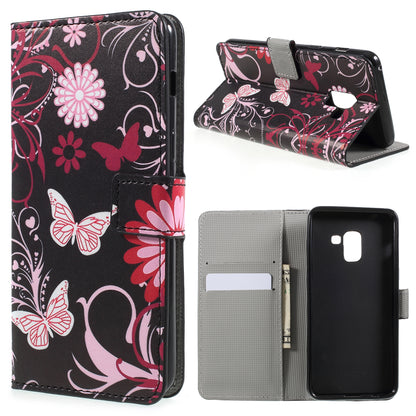 Pattern Printing PU Leather Magnetic Wallet Stand Protective Phone Shell for Samsung Galaxy A8 (2018)