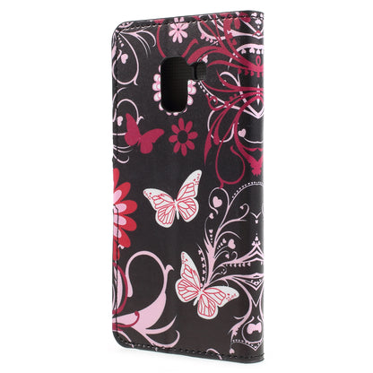Pattern Printing PU Leather Magnetic Wallet Stand Protective Phone Shell for Samsung Galaxy A8 (2018)