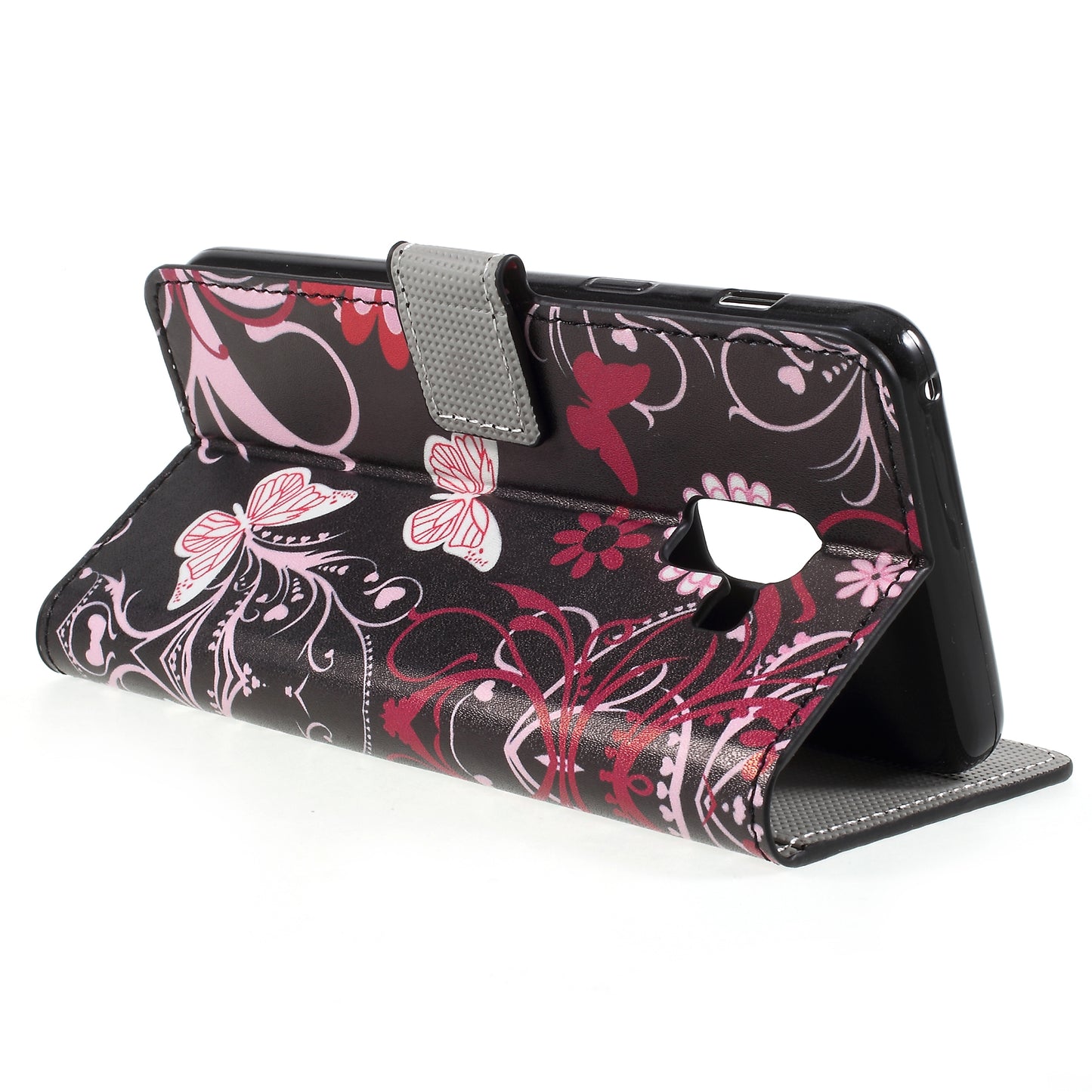 Pattern Printing PU Leather Magnetic Wallet Stand Protective Phone Shell for Samsung Galaxy A8 (2018)