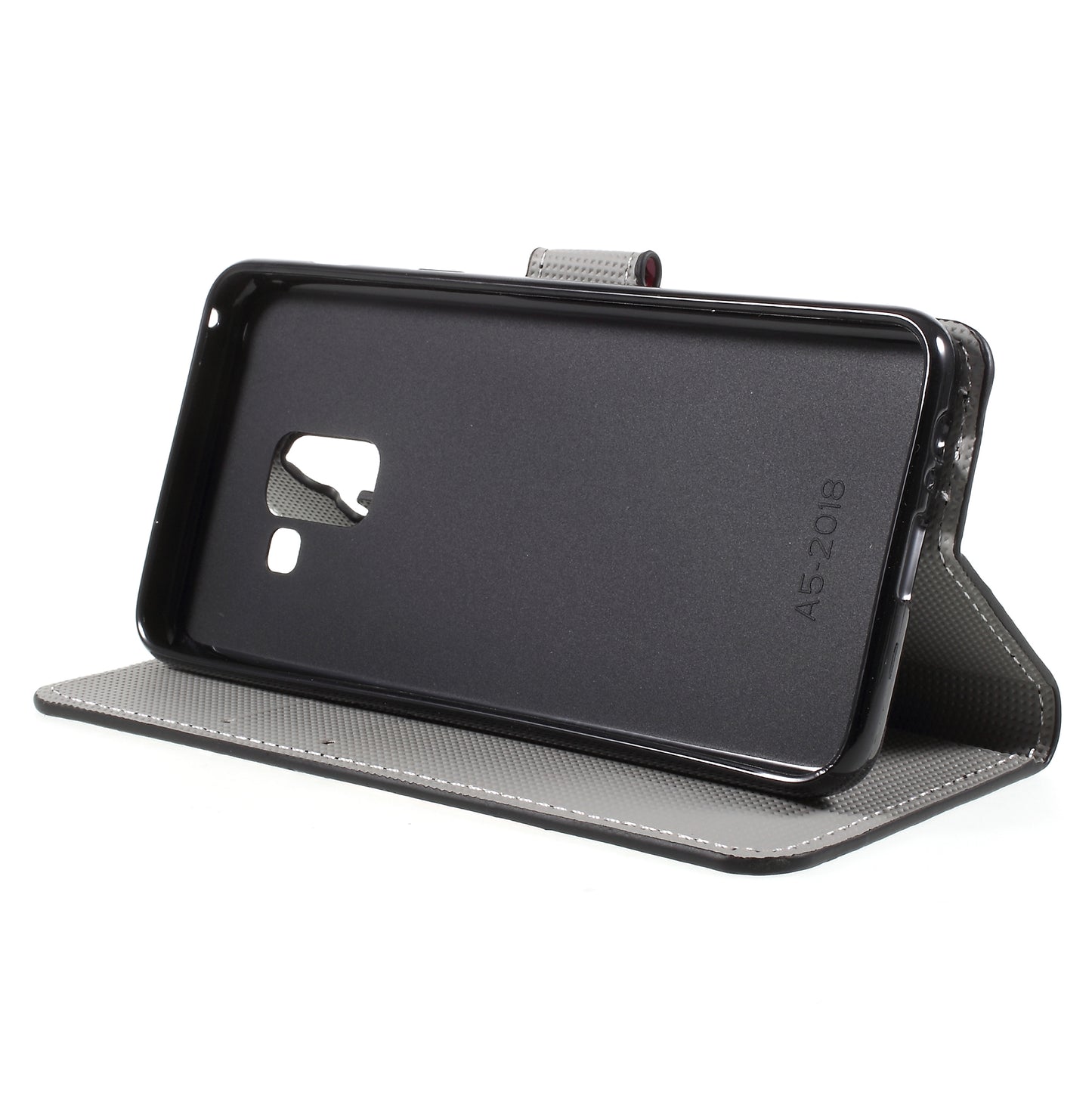Pattern Printing PU Leather Magnetic Wallet Stand Protective Phone Shell for Samsung Galaxy A8 (2018)