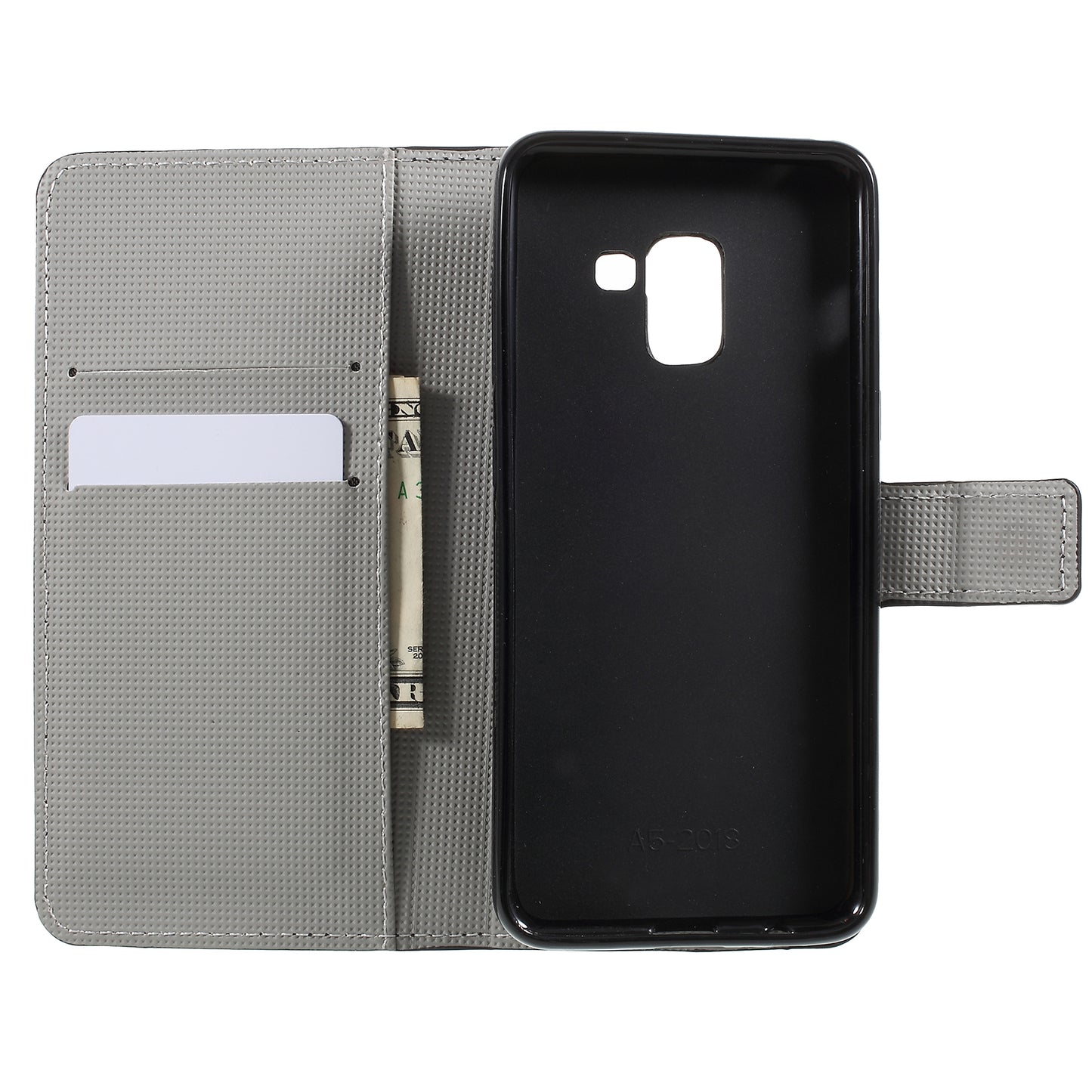 Pattern Printing PU Leather Magnetic Wallet Stand Protective Phone Shell for Samsung Galaxy A8 (2018)
