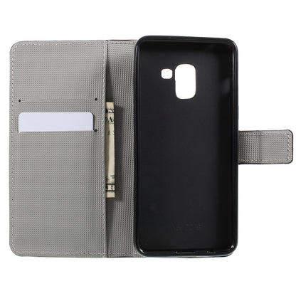 Pattern Printing PU Leather Magnetic Wallet Stand Protective Phone Shell for Samsung Galaxy A8 (2018)
