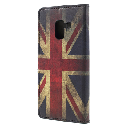 Pattern Printing PU Leather Magnetic Wallet Stand Protective Phone Shell for Samsung Galaxy A8 (2018)