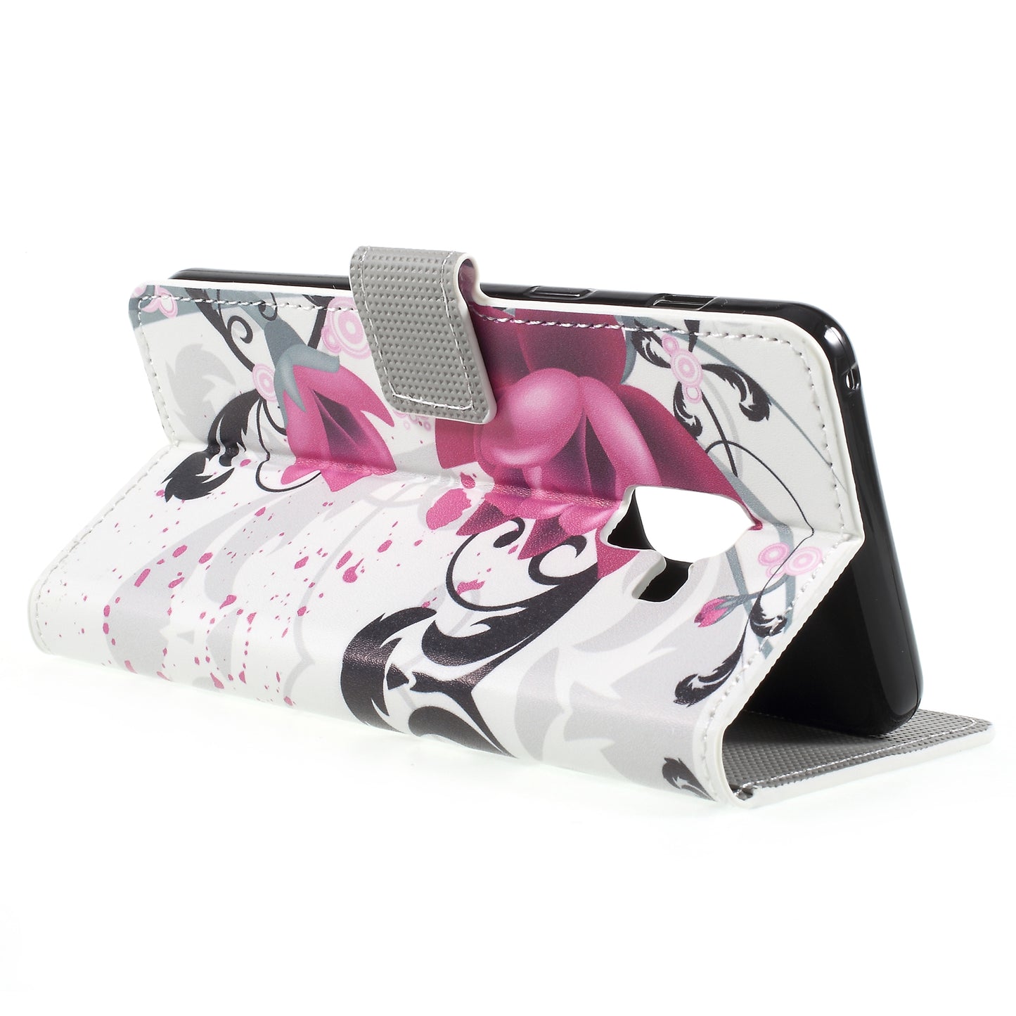 Pattern Printing PU Leather Magnetic Wallet Stand Protective Phone Shell for Samsung Galaxy A8 (2018)