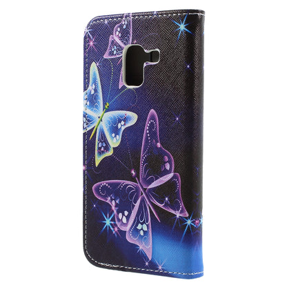 Pattern Printing Cross Texture Stand Wallet Leather Cover with Magnet for Samsung Galaxy A8 (2018)