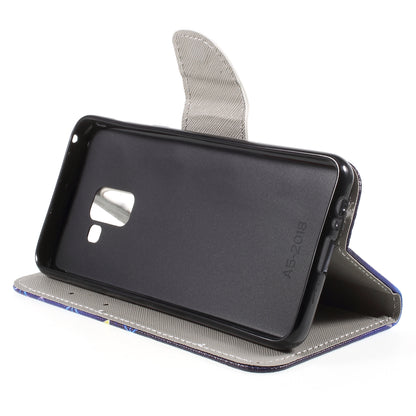 Pattern Printing Cross Texture Stand Wallet Leather Cover with Magnet for Samsung Galaxy A8 (2018)