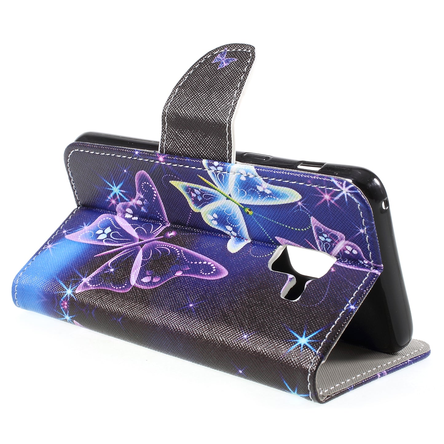 Pattern Printing Cross Texture Stand Wallet Leather Cover with Magnet for Samsung Galaxy A8 (2018)