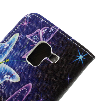 Pattern Printing Cross Texture Stand Wallet Leather Cover with Magnet for Samsung Galaxy A8 (2018)