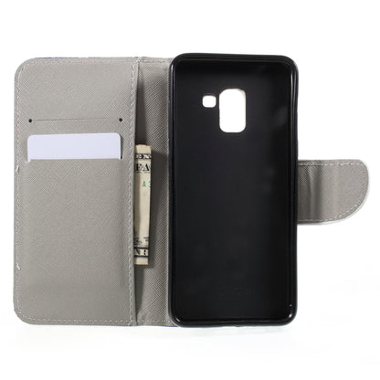 Pattern Printing Cross Texture Stand Wallet Leather Cover with Magnet for Samsung Galaxy A8 (2018)
