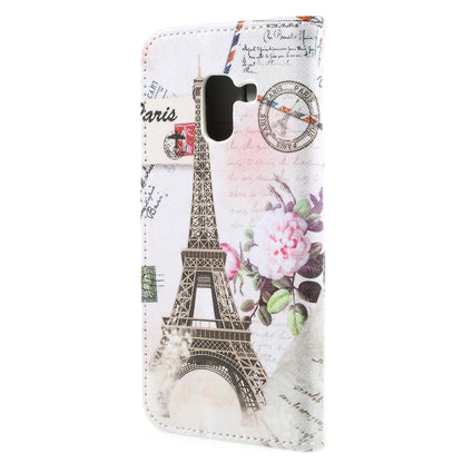 Pattern Printing Cross Texture Stand Wallet Leather Cover with Magnet for Samsung Galaxy A8 (2018)