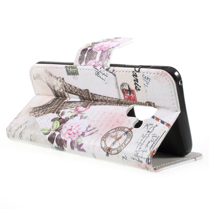 Pattern Printing Cross Texture Stand Wallet Leather Cover with Magnet for Samsung Galaxy A8 (2018)