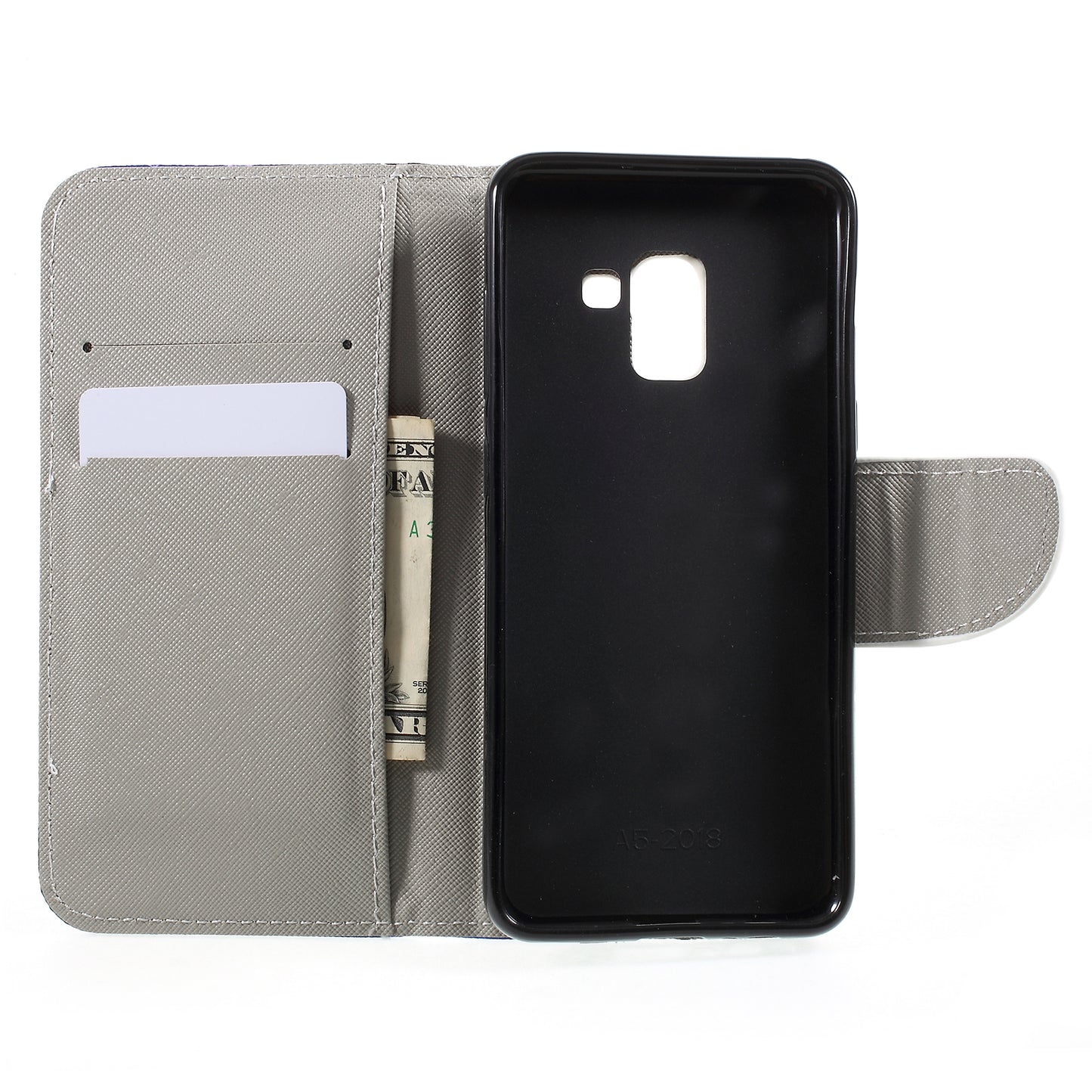 Pattern Printing Cross Texture Stand Wallet Leather Cover with Magnet for Samsung Galaxy A8 (2018)
