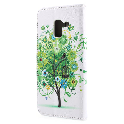 Pattern Printing Cross Texture Stand Wallet Leather Cover with Magnet for Samsung Galaxy A8 (2018)