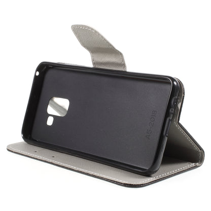 Pattern Printing Cross Texture Stand Wallet Leather Cover with Magnet for Samsung Galaxy A8 (2018)