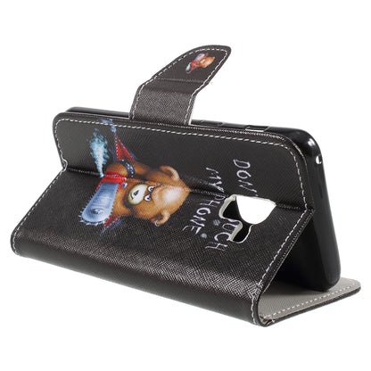 Pattern Printing Cross Texture Stand Wallet Leather Cover with Magnet for Samsung Galaxy A8 (2018)