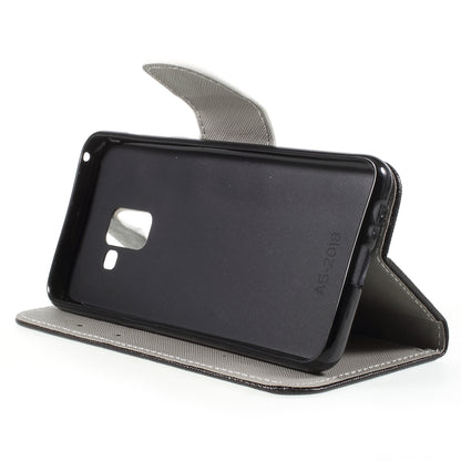 Pattern Printing Cross Texture Stand Wallet Leather Cover with Magnet for Samsung Galaxy A8 (2018)