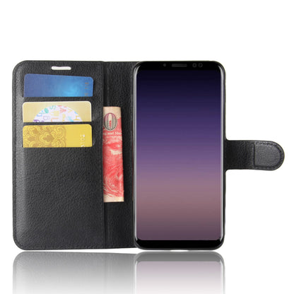 Litchi Skin PU Leather Wallet Stand Mobile Phone Case with Magnet for Samsung Galaxy A8 (2018)