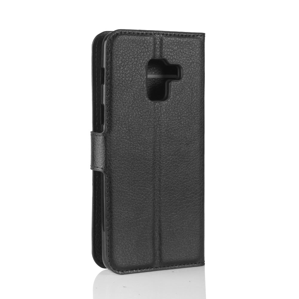 Litchi Skin PU Leather Wallet Stand Mobile Phone Case with Magnet for Samsung Galaxy A8 (2018)
