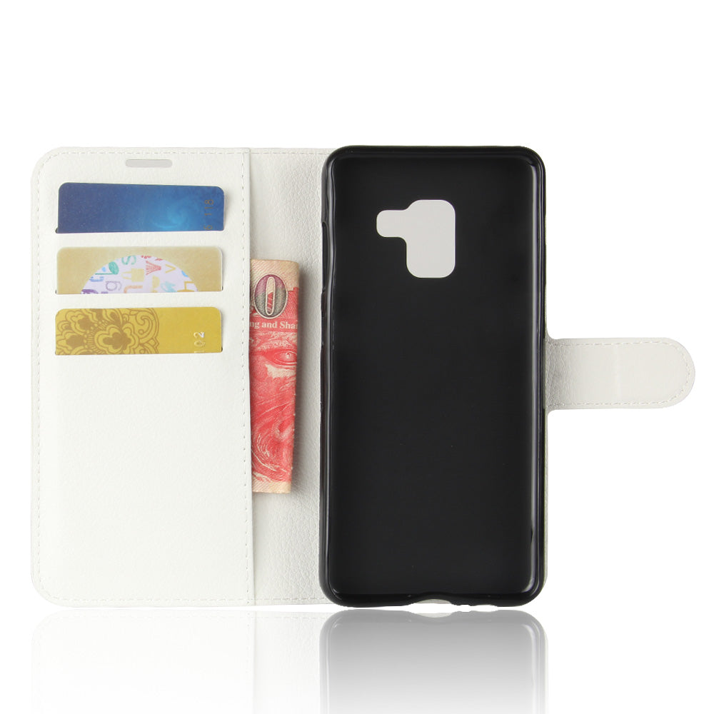 Litchi Skin PU Leather Wallet Stand Mobile Phone Case with Magnet for Samsung Galaxy A8 (2018)