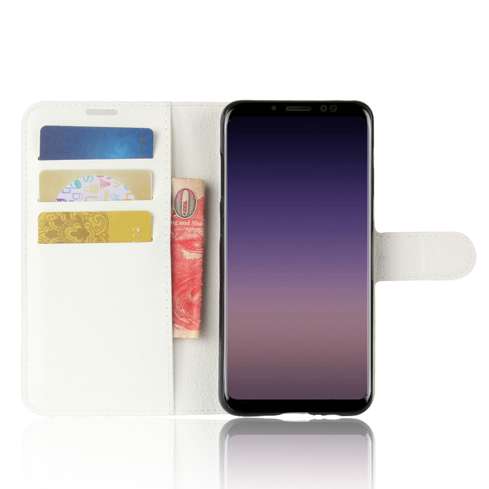 Litchi Skin PU Leather Wallet Stand Mobile Phone Case with Magnet for Samsung Galaxy A8 (2018)