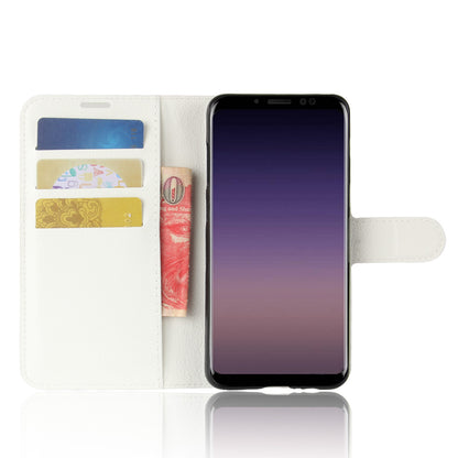 Litchi Skin PU Leather Wallet Stand Mobile Phone Case with Magnet for Samsung Galaxy A8 (2018)