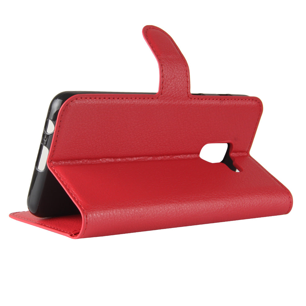 Litchi Skin PU Leather Wallet Stand Mobile Phone Case with Magnet for Samsung Galaxy A8 (2018)