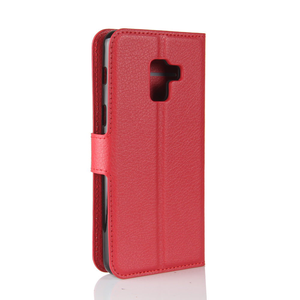 Litchi Skin PU Leather Wallet Stand Mobile Phone Case with Magnet for Samsung Galaxy A8 (2018)