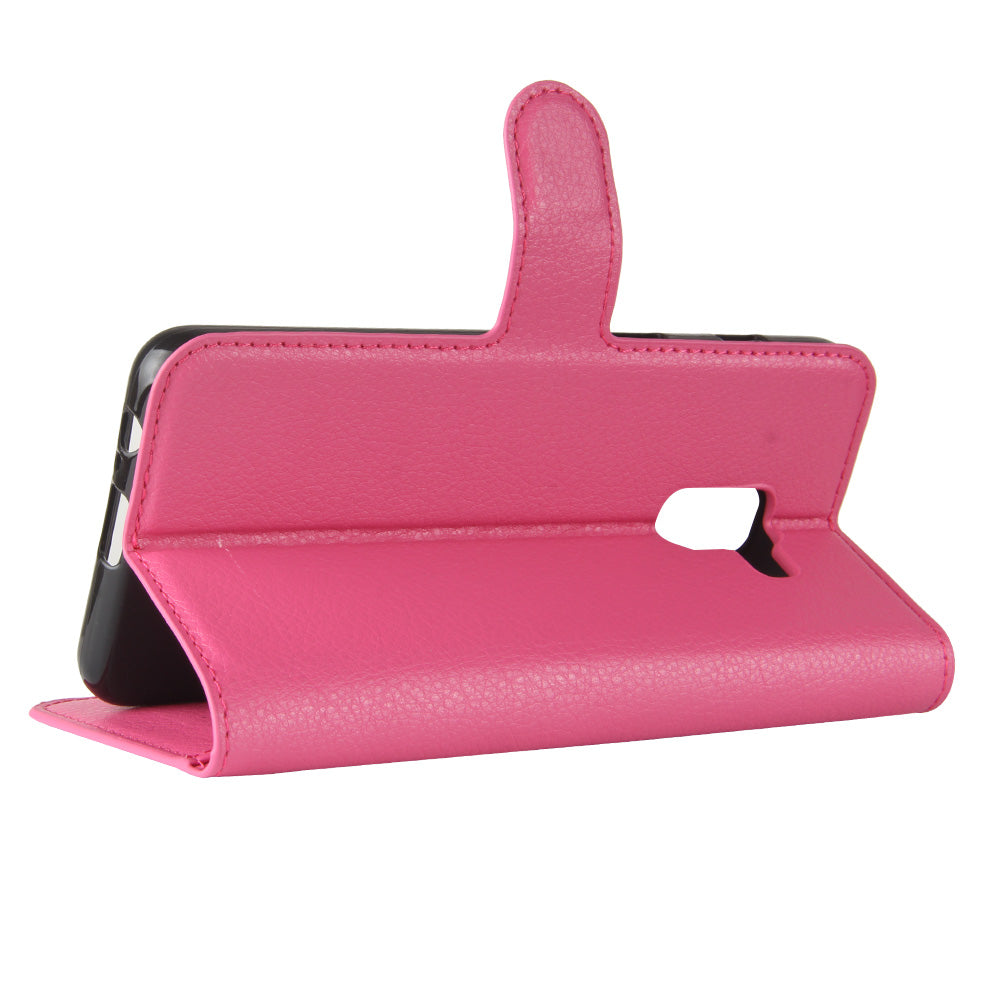 Litchi Skin PU Leather Wallet Stand Mobile Phone Case with Magnet for Samsung Galaxy A8 (2018)