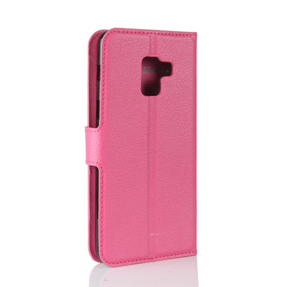 Litchi Skin PU Leather Wallet Stand Mobile Phone Case with Magnet for Samsung Galaxy A8 (2018)