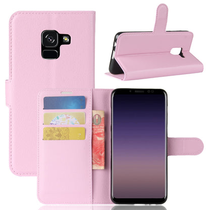Litchi Skin PU Leather Wallet Stand Mobile Phone Case with Magnet for Samsung Galaxy A8 (2018)