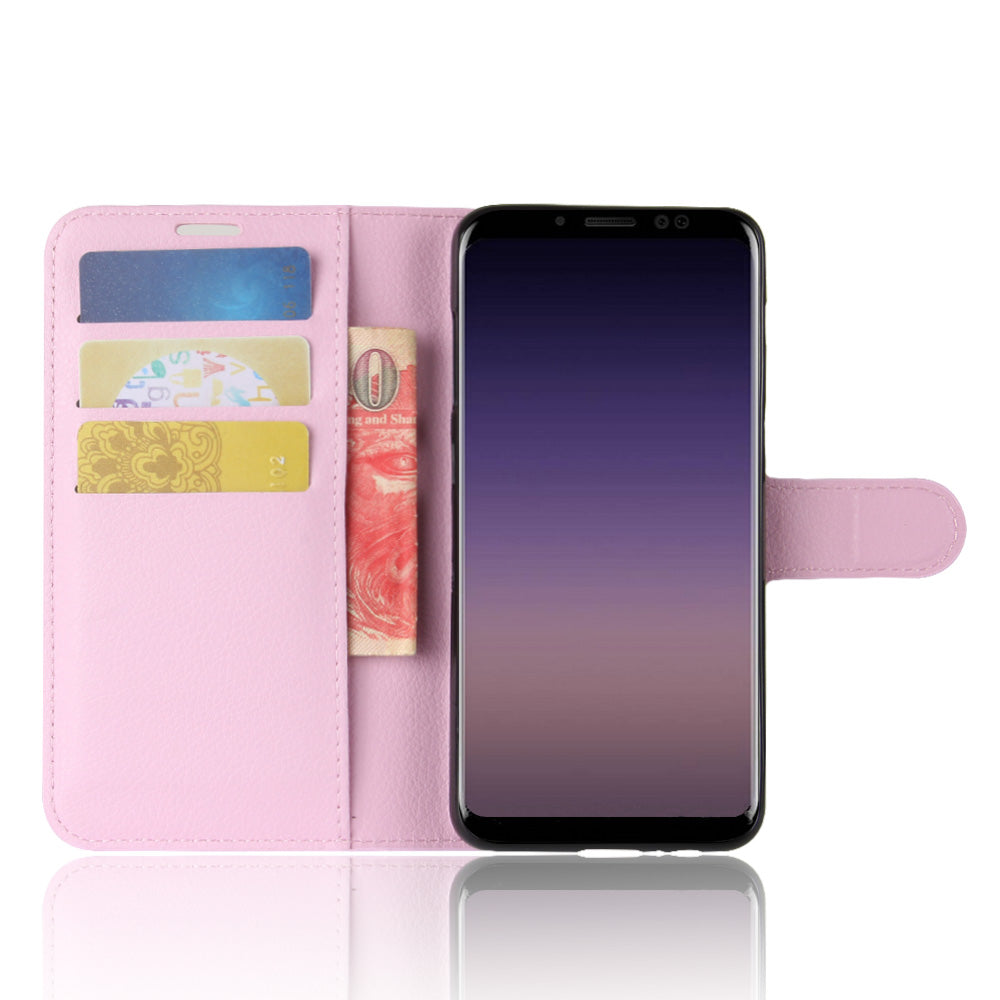Litchi Skin PU Leather Wallet Stand Mobile Phone Case with Magnet for Samsung Galaxy A8 (2018)