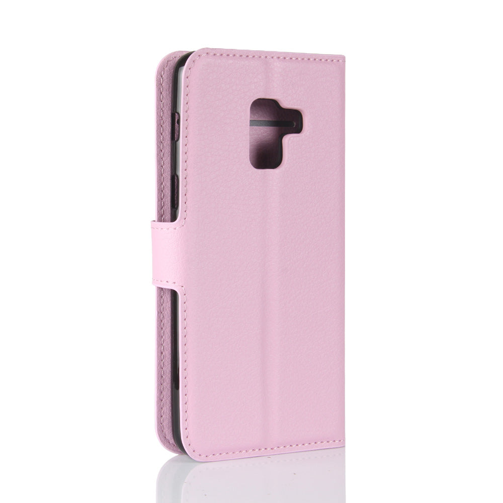 Litchi Skin PU Leather Wallet Stand Mobile Phone Case with Magnet for Samsung Galaxy A8 (2018)
