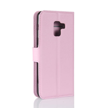 Litchi Skin PU Leather Wallet Stand Mobile Phone Case with Magnet for Samsung Galaxy A8 (2018)