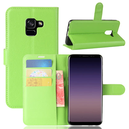 Litchi Skin PU Leather Wallet Stand Mobile Phone Case with Magnet for Samsung Galaxy A8 (2018)