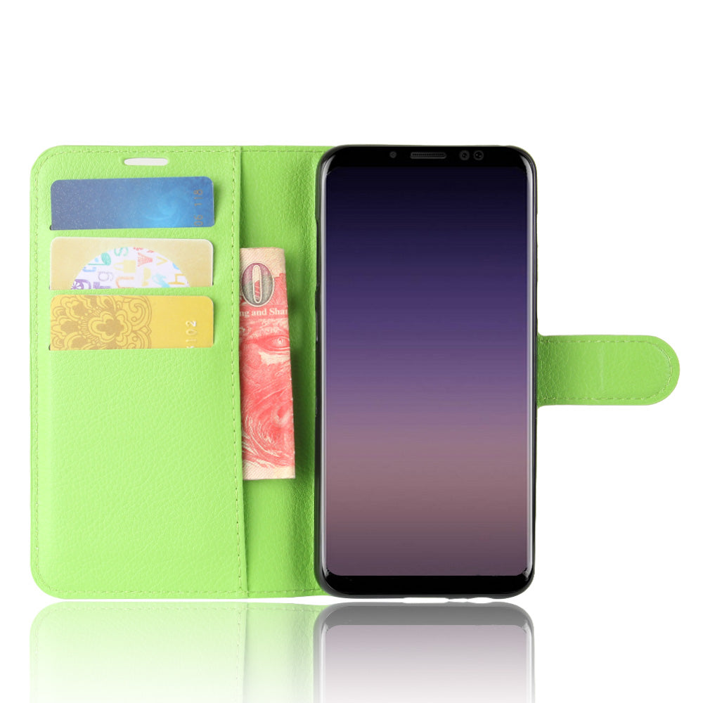 Litchi Skin PU Leather Wallet Stand Mobile Phone Case with Magnet for Samsung Galaxy A8 (2018)