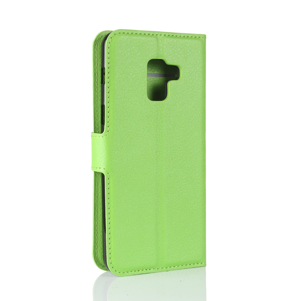 Litchi Skin PU Leather Wallet Stand Mobile Phone Case with Magnet for Samsung Galaxy A8 (2018)