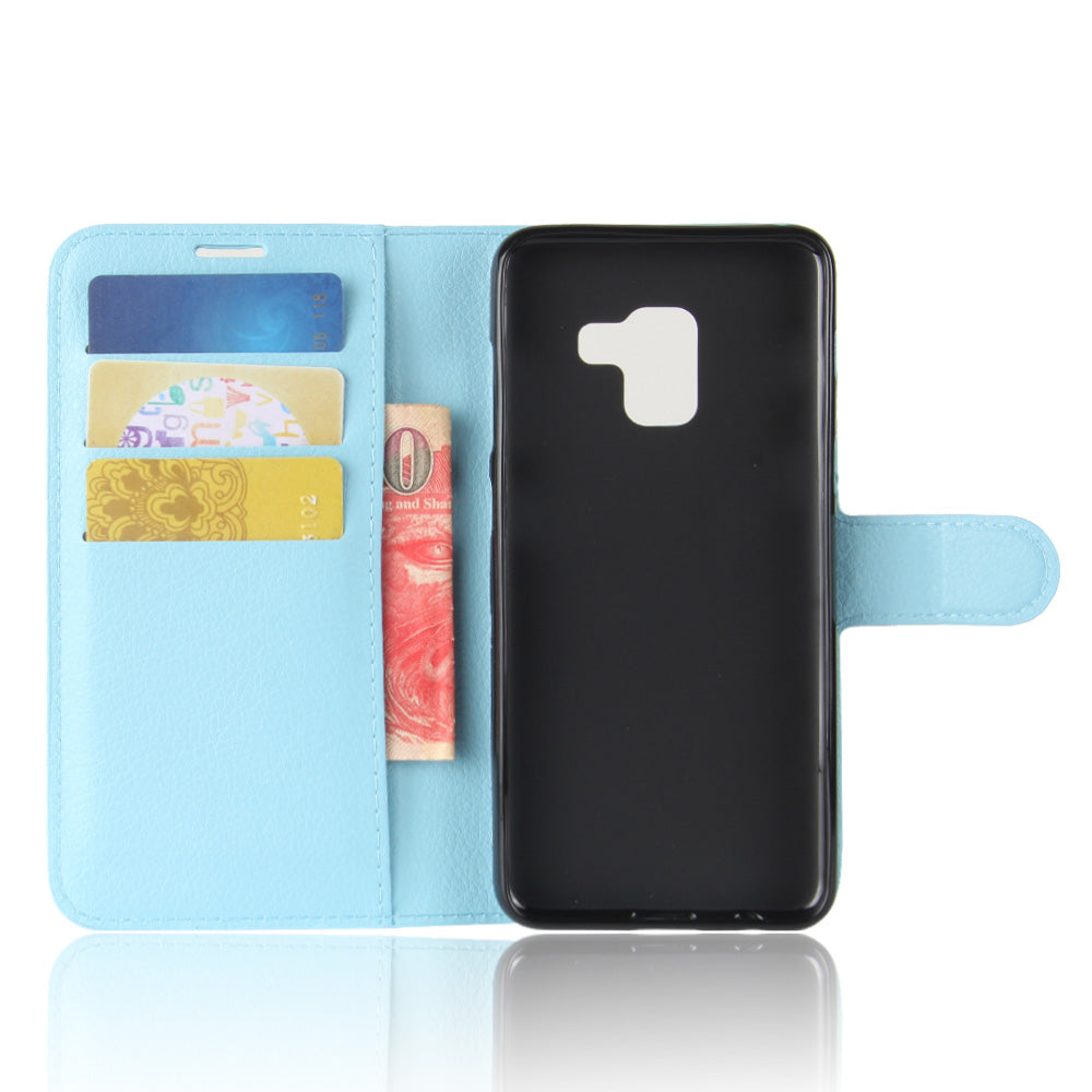 Litchi Skin PU Leather Wallet Stand Mobile Phone Case with Magnet for Samsung Galaxy A8 (2018)