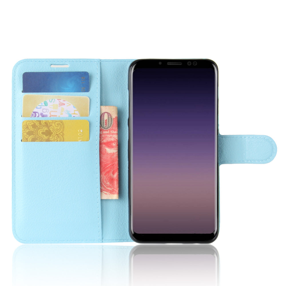 Litchi Skin PU Leather Wallet Stand Mobile Phone Case with Magnet for Samsung Galaxy A8 (2018)