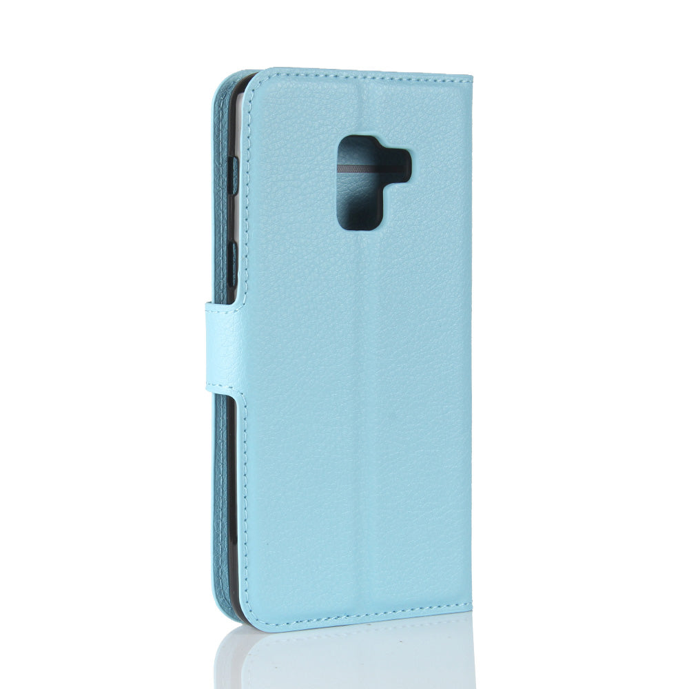 Litchi Skin PU Leather Wallet Stand Mobile Phone Case with Magnet for Samsung Galaxy A8 (2018)